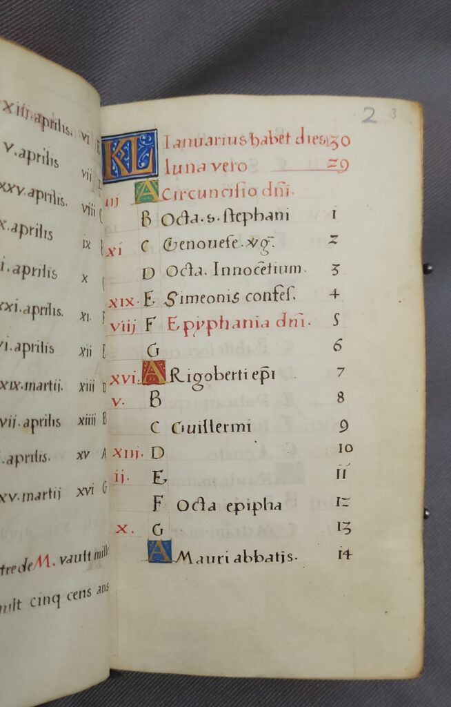 An image of a fairly empty medieval calendar page.